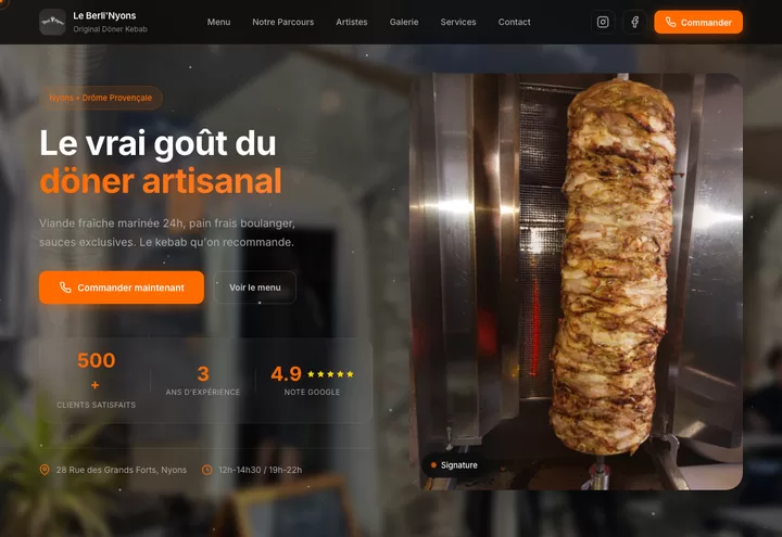 Aperçu de la page d'accueil du site Le Berli'Nyons