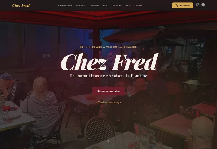 Aperçu de la page d'accueil du site Chez Fred
