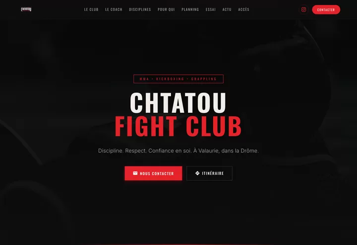 Aperçu de la page d'accueil du site Chtatou Fight Club