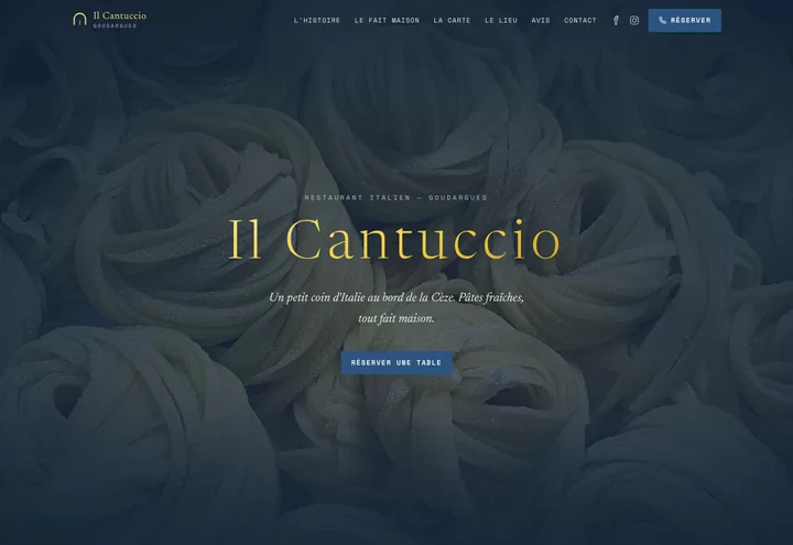 Aperçu de la page d'accueil du site Il Cantuccio