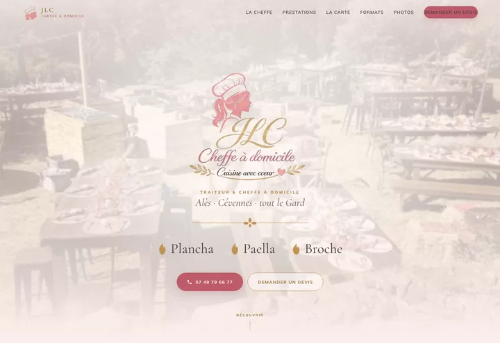 Aperçu de la page d'accueil du site JLC