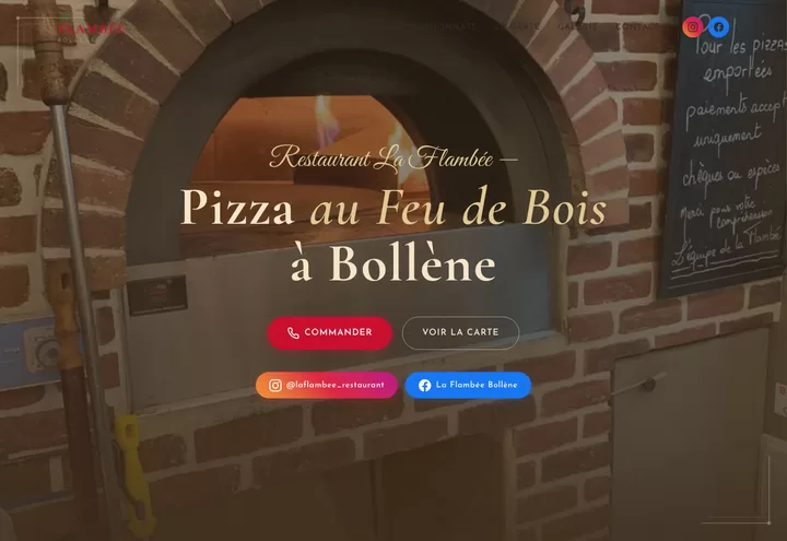 Aperçu de la page d'accueil du site La Flambée
