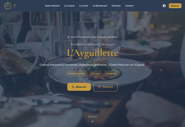 Aperçu de la page d'accueil du site L'Ayguillette