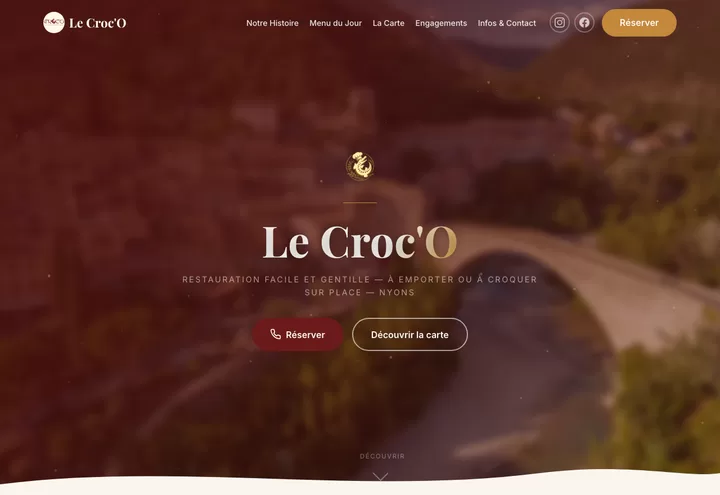 Aperçu de la page d'accueil du site Le Croc'O
