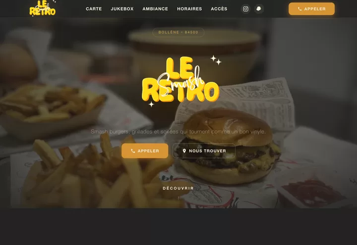 Aperçu de la page d'accueil du site Le Retro