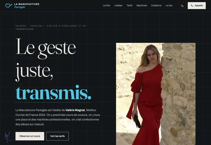 Aperçu de la page d'accueil du site La Manufacture Partagée
