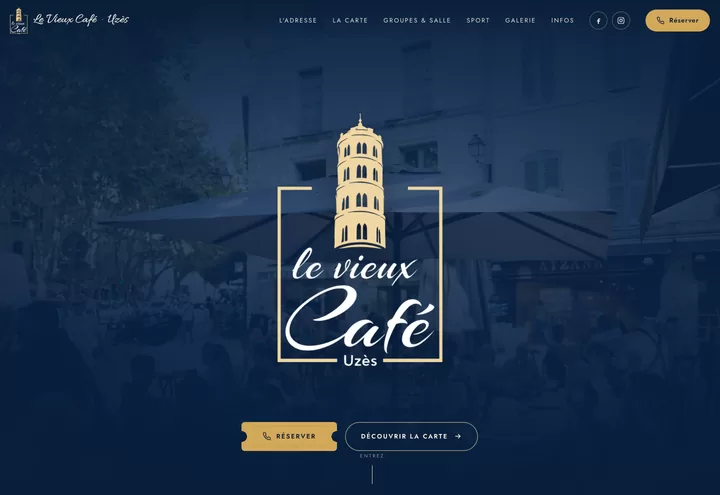 Aperçu de la page d'accueil du site Le Vieux Café